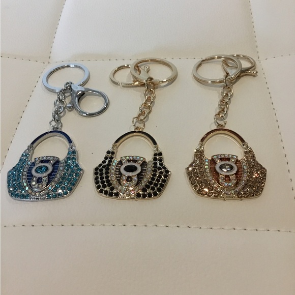 Sparkling Handbag Keychain Bag Charm Your choice of one Blue, Black,or Bronze - Picture 1 of 2
